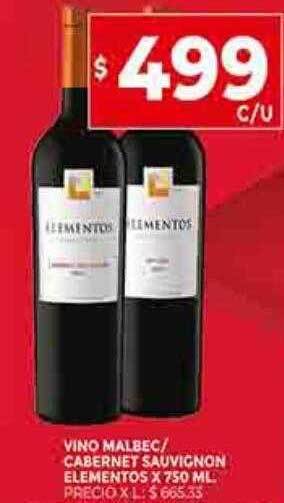 Supermercados DIA Vino malbec cabernet sauvignon elementos oferta