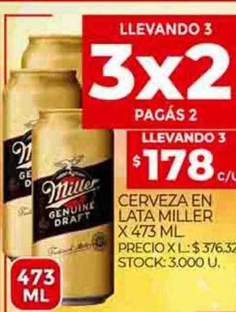 Supermercados DIA Cerveza en lata miller oferta