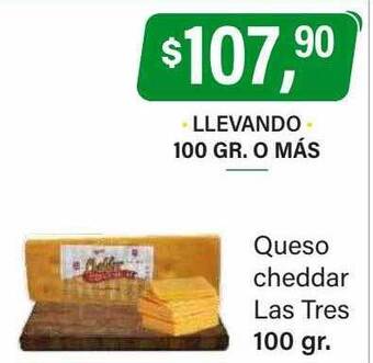 Supermercados Damesco Queso cheddar las tres oferta