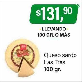 Supermercados Damesco Queso sardo las tres oferta