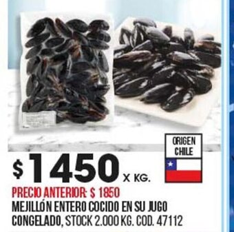 Coto Mejillón Entero Cocido en su Jugo Congelado oferta