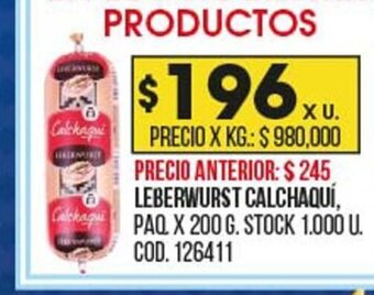 Coto Leberwurst Calchaquí oferta