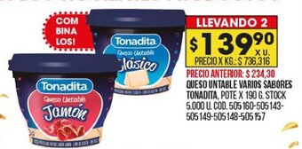 Coto Queso Untable Varios Sabores Tonadita oferta