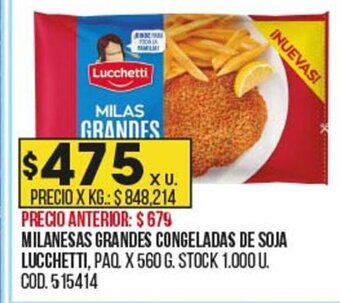 Coto Milanesas Grandes Congeladas de Soja Lucchetti oferta