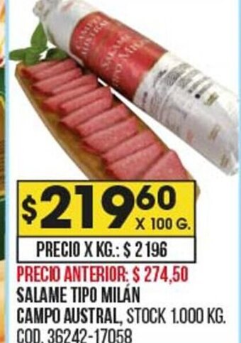 Coto Salame Tipo Milán Campo Austral oferta