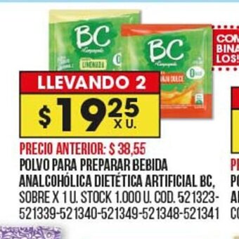 Coto Polvo Para Preparar Bebida Analcoholica Dietetica Artificial BC oferta