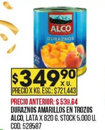 Coto Duraznos Amarillos en Trozos Alco oferta