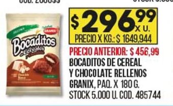 Coto Bocaditos De Cereal y Chocolate Rellenos Granix oferta