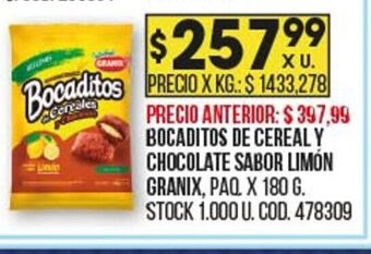 Coto Bocaditos de Cereal y Chocolate Sabor Limón Granix oferta