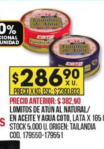 Coto Lomitos de Atún al Natural/En Aceite y Agua Coto oferta