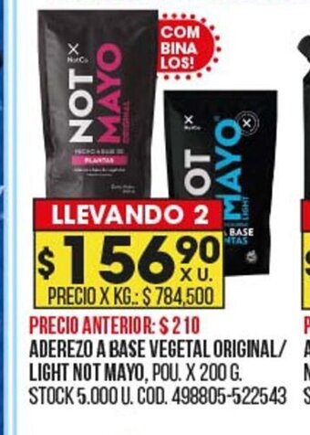 Coto Aderezo a Base Vegetal Original / Light Not Mayo oferta