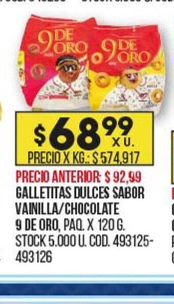 Coto Galletitas Dulces Sabor Vainilla / Chocolate 9 de Oro oferta
