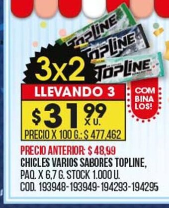 Coto Chicles Varios Sabores Topline oferta