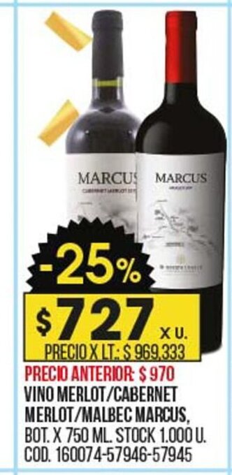 Coto Vino Merlot / Cabernet Merlot / Malbec Marcus oferta