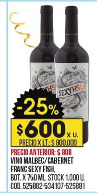 Coto Vino Malbec / Cabernet Franc Sexy Fish oferta