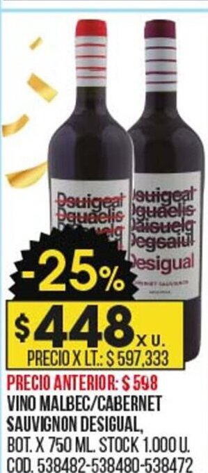 Coto Vino Malbec / Cabernet Sauvignon Desigual oferta