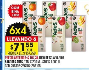 Coto Jugo de Soja Varios Sabores Ades oferta