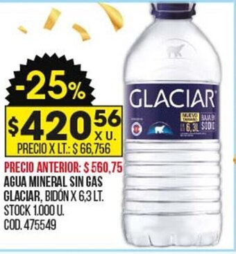 Coto Agua Mineral Sin Gas Glaciar oferta