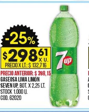 Coto Gaseosa Lima Limón Seven Up oferta