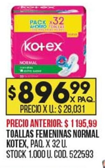 Coto Toallas Femeninas Normal Kotex oferta
