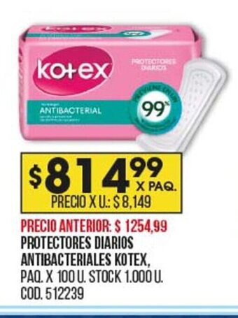 Coto Protectores Diarios Antibacteriales Kotex oferta