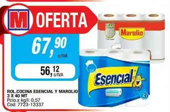 Maxiconsumo Rol.Cocina Esencial Y Marolio 3 X 40 MT oferta