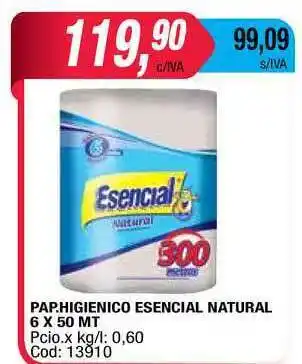 Maxiconsumo Esencial Natual Pap.Higienico 6 X 50 MT oferta