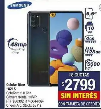 Lombardi Samsung Celular Libre A21s oferta