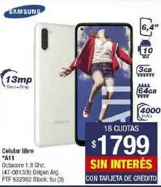 Lombardi Samsung Celular Libre A11 oferta