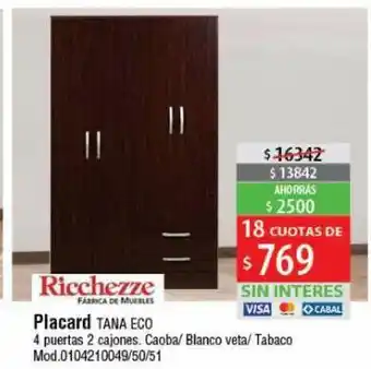 Ricchezze Placard Tana Eco 4 puertas 2 cajones
