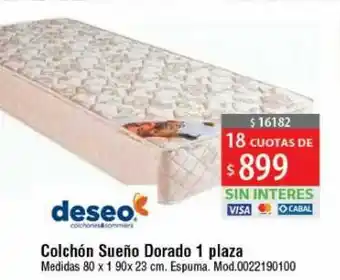 Deseo Colchón Sueño Dorado 1 Plaza