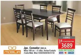 Casa Silvia Mobilia Jgo. Comedor Emilia Mesa 180cm + 6 sillas oferta