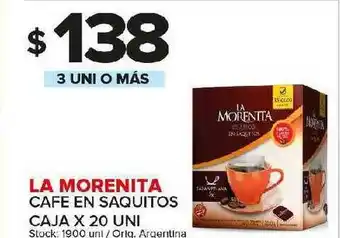 Carrefour Maxi La Morenita Cafe En Saquitos Caja X 20 Uni oferta
