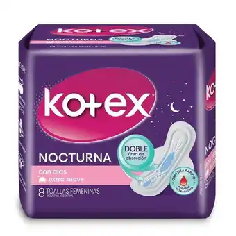 Coto Toallas femeninas nocturna con alas extra suave kotex paq 8 uni oferta