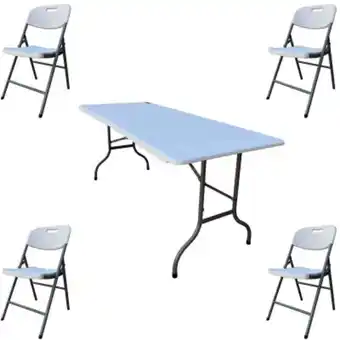 Pinturerías Rex Mesa plegable + 4 sillas lusqtoff camping plástico jardín oferta