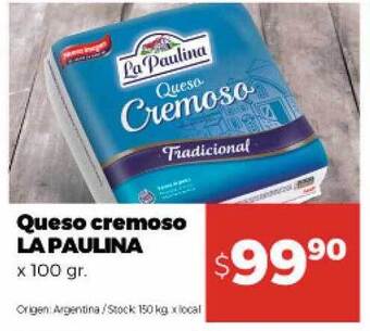 Disco Queso cremoso la paulina x 100 gr oferta
