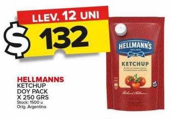 Carrefour Maxi Hellmanns ketchup doy pack x 250 grs oferta