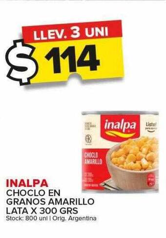 Carrefour Maxi Inalpa choclo en granos amarillo lata x 300 grs oferta