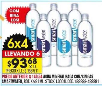 Coto Agua mineralizada con sin gas smartwater oferta