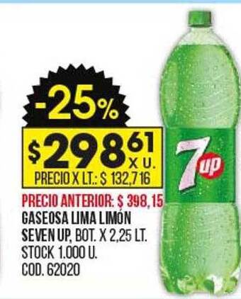 Coto Gaseosa lima limón seven up oferta