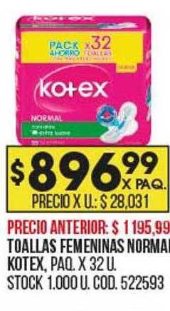 Coto Toallas femeninas normal kotex oferta
