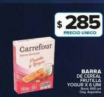 Carrefour Maxi Barra de cereal frutilla yogur x 6 oferta