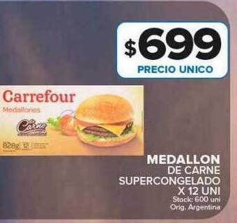 Carrefour Maxi Medallon de carne supercongelado x 12 oferta