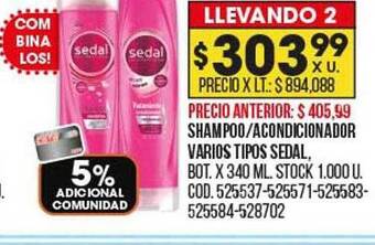 Coto Shampoo acondicionador varios tipos sedal oferta