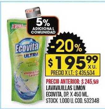 Coto Lavavajillas limón ecovita oferta