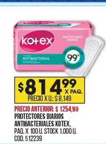 Coto Protectores diarios antibacteriales kotex oferta