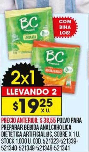 Coto Polvo para preparar bebida analcohólica dietética artificial bc oferta