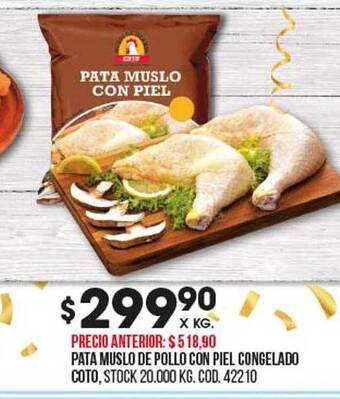 Coto Pata muslo de pollo con piel congelado coto oferta