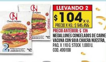 Coto Medallones congelados de carne vacuna con soja chacra nuestra oferta