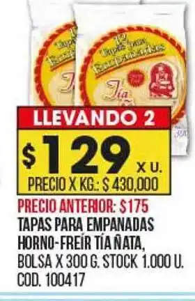 Coto Tapas para empanadas horno-freír tía ñata oferta